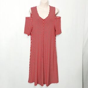 🔵BOGO FREE🔵 Nina Leonard Dress Cold Shoulder Striped Sz M